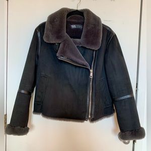 Zara Faux Shearling Jacket, XS